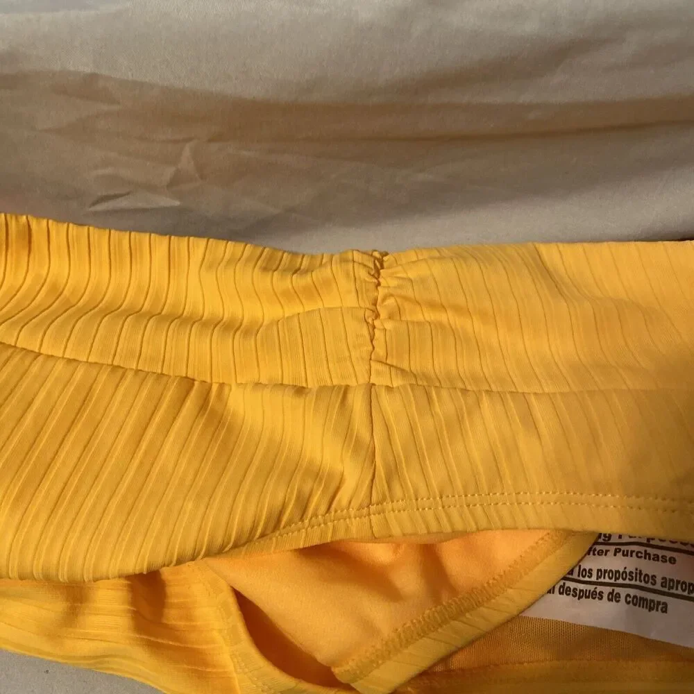 NWT Time & Tru Women's Solid Mid-Rise Swimsuit‎ Bottom Yellow Empire XL (16-18)